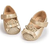 Sawimlgy Baby Girls Mary Jane Sequins Crown Flats PU Leather Wedding Party Princess Ballet Shoe Infant Rubber Sole Prewalker Toddler First Crib Shoes