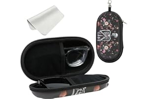 FlyingMage Double Eyeglasses Case, Hard Shell Dual Sunglasses Organizer with Zipper Clip Travel Glasses Storage for Women Men