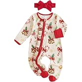 Kuriozud Newborn Baby Girl Clothes Footie Romper Infant Sleeper Outfit | Newborn Baby Girl Sleeper for Daily, Brithday, Halloween, Christmas, New Years, Valentines, St. Patrick's Day, Easter 0-9M
