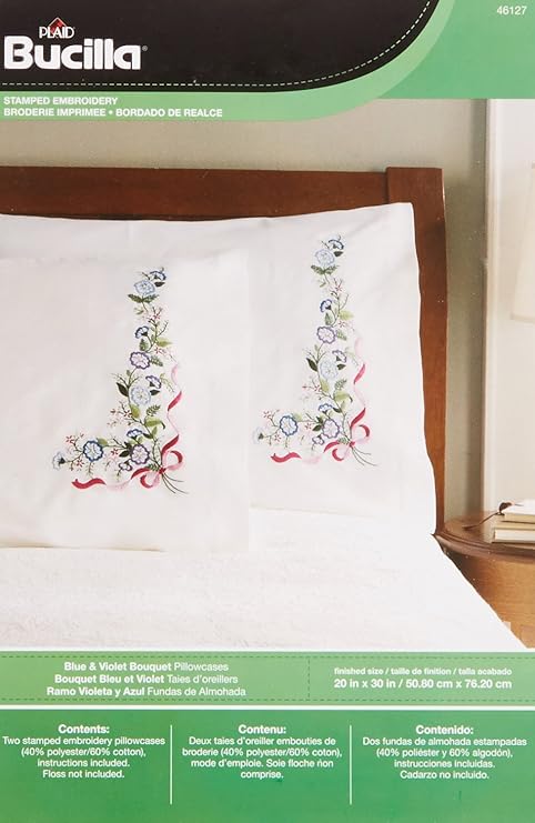 Buy Bucilla Stamped Pillow Case Kit 20 By 30 Inch 46127 Blue And