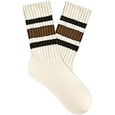 American Trends Womens Novelty Striped Crew Socks Athletic Vintage Slouch Mid Calf Tube Socks