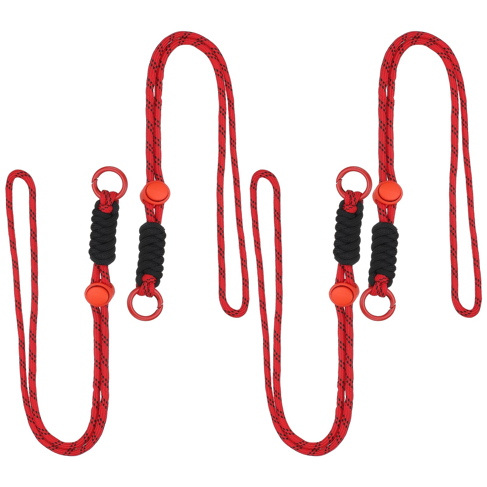 PATIKIL 4 Pcs Paracord Lanyard Necklace, Paracord Lanyard with Split Ring & Clip, Color Matching String for Outdoor Activities, Bag Pendant, Keys, Red & Black