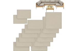 VIXLON 14Pcs Patio Cushion Covers Replacement Splashproof UV-Resistant Inelastic Covers with Zippers, Max Compatible 25.6x25.6x4inch Patio Cushion, for 7 Pcs Outdoor Patio Furniture Sets