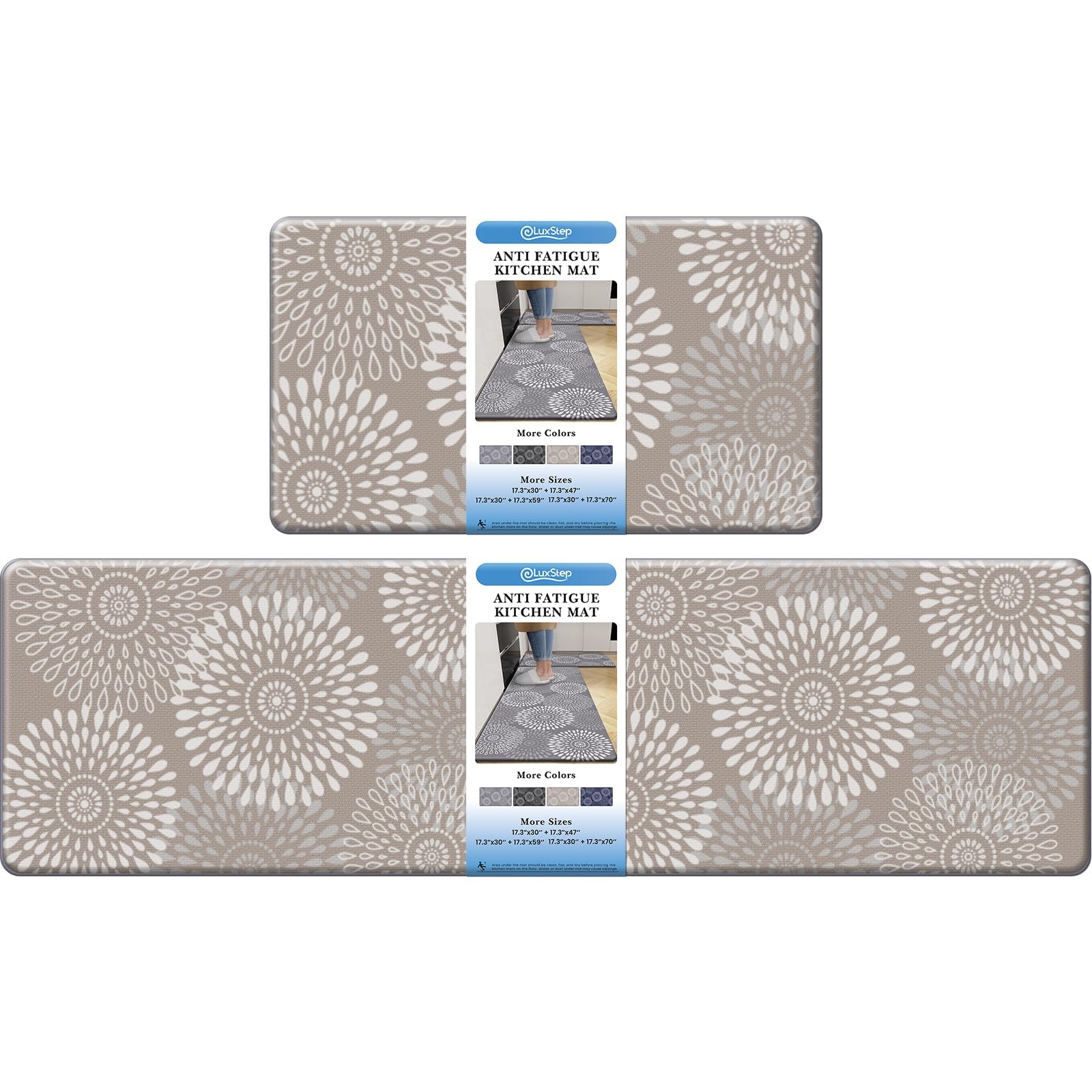 LuxStep Kitchen Mat Cushioned Rugs Anti-Fatigue Mats for Kitchen Floor,Waterproof Non-Slip Mats and Rugs Set for Office,Floor,Laundry 17.3"×30"+17.3"×59",Khaki Image LuxStep Kitchen Mat Cushioned Rugs Anti-Fatigue Mats for Kitchen Floor,Waterproof Non-Slip Mats and Rugs Set for Office,Floor,Laundry 17.3"×30"+17.3"×59",Khaki Image