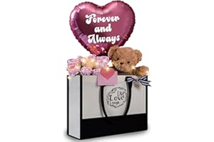 U UQUI Valentines Day Gifts for Her, Rose Flowers Valentines Gifts, Cute Teddy Bear Valentines Day Gifts for Girlfriend, Tote Bag Valentines Day Gifts for Wife, Romantic Valentine’s Day Gift Ideas
