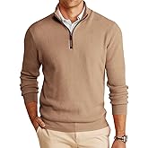 Runcati Mens Quarter-Zip Pullover Sweater Casual Mock Neck Winter Warm Ribbed Polo Sweaters
