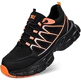 Steel Toe Shoes for Women Men Wide Non Slip Composite Work Sneakers Indestructible Comfortable Safety Tennis Shoes Lightweight Breathable Construction Sneakers Puncture Proof Ergonomic Design