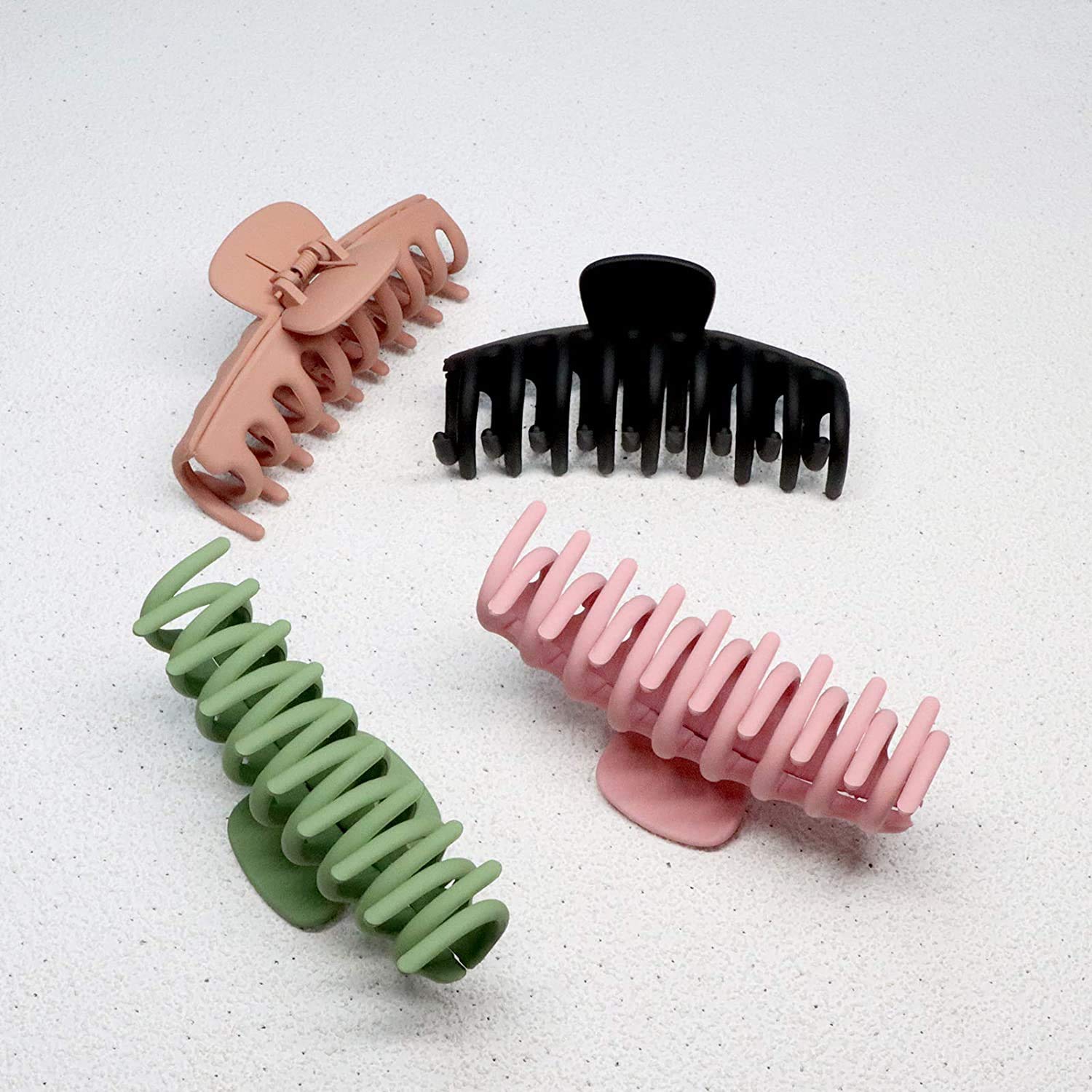 JSY Hair Clips Big Hair Claw Clips Nonslip Large Claw Clip for Women and Girls Thin Hair, Strong Hold for Thick Hair, 4 Color Available 4.3 Inch (4 Packs) : Beauty