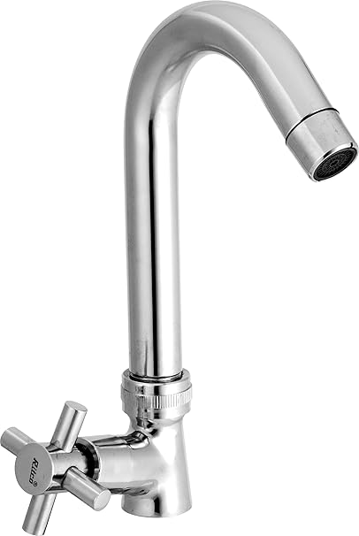 Ritco Corsa Swan Neck Pillar Cock Tap for Bathroom Wash Basin and Kitchen Sink (Chrome)