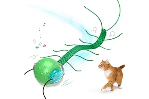 Saolife Interactive Cat Toys for Indoor Cats, Moving Cat Ball with Tail, Fast Rolling on Carpet, Chirping & Motion Activate Toy for Bored Indoor Adult Cats