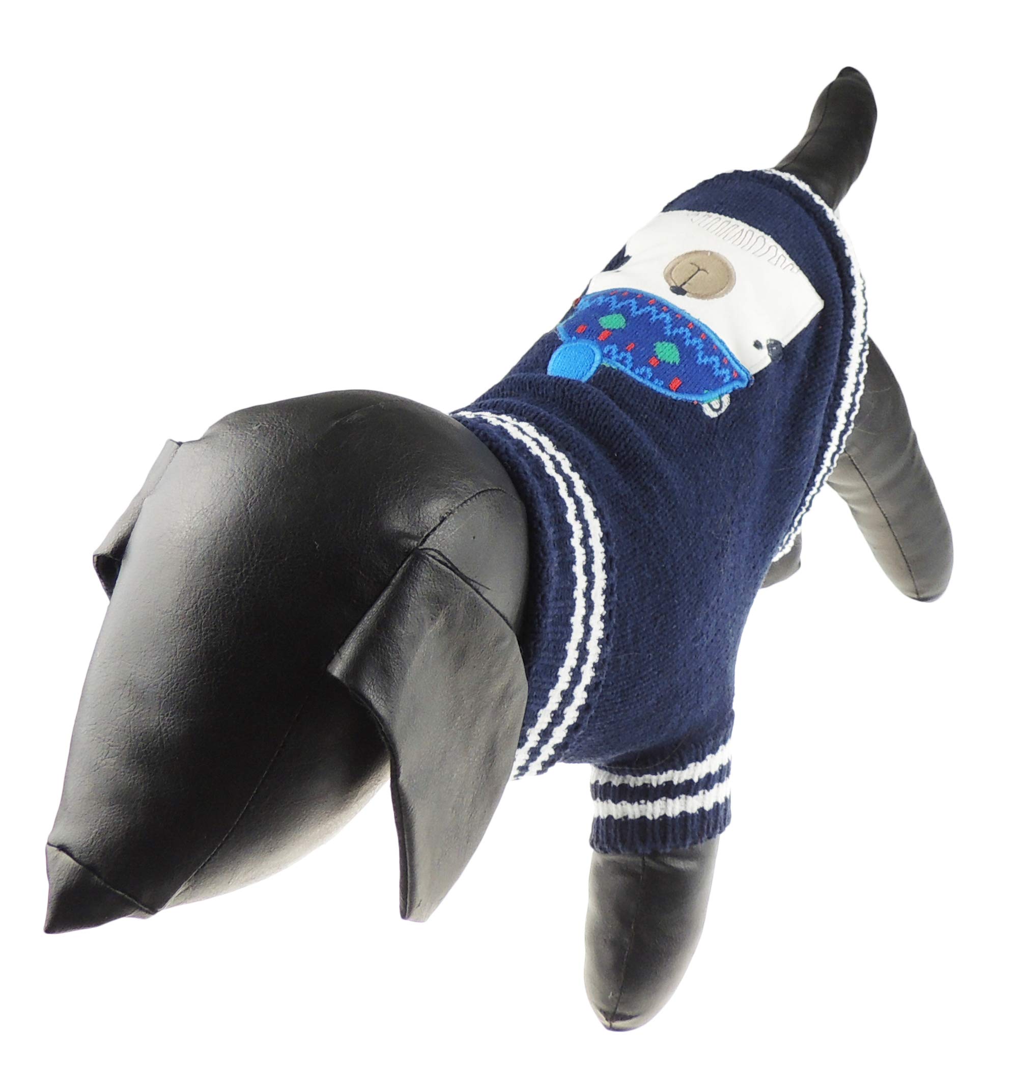 Cute Funny SMALL DOG ONLY Doggie Puppy Cat Accessories Halloween Easter Outfit Fleece Warm Winter Jumper Coat Clothes Hoodies Fancy Dress Costume Ideas Pullover Jumper Navy Blue Polar Bear (Large)