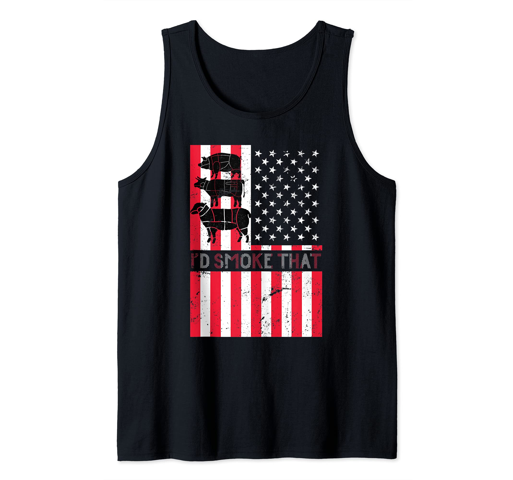 American Pride Smoking Meat US Flag BBQ Grillmaster Barbecue Tank Top