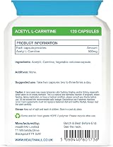 Health4All Acetyl L-Carnitine 500mg 120 Capsules Vegan UK Made view 7