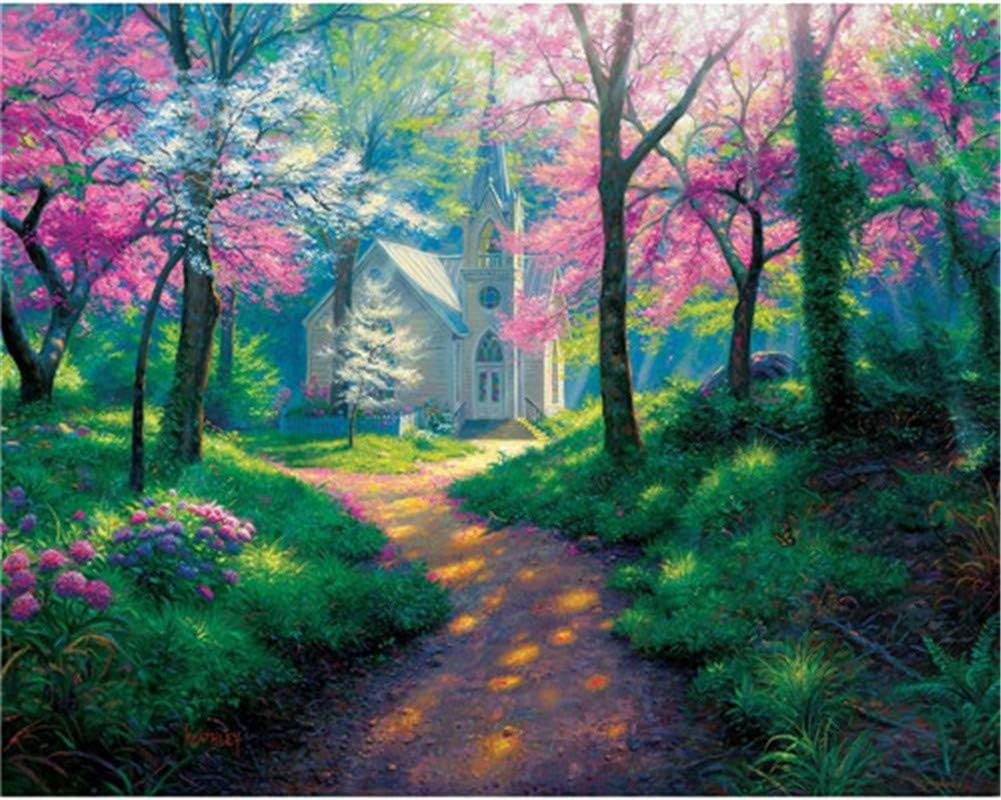 Paint by Numbers Kits DIY Oil Painting Home Decor Wall Value Gift - Small House in The Bush 16X20 Inch (Frame)