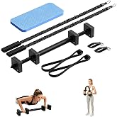 10-in-1 Pilates Bar Kit Works as Ab Rollers, Power Twister and Dumbbells | Silent Wheels and Anti-Slip Grips,Resistance Bands, beginners,stretching for Arms Waist Core Full Body Stretch Yoga Workout