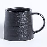masoline Large Ceramic Coffee Mug, Handmade Pottery Mugs, Tea Cups with Big Handle for Office and Home, 15.5 oz, Dishwasher and Microwave Safe (Frosted Black)
