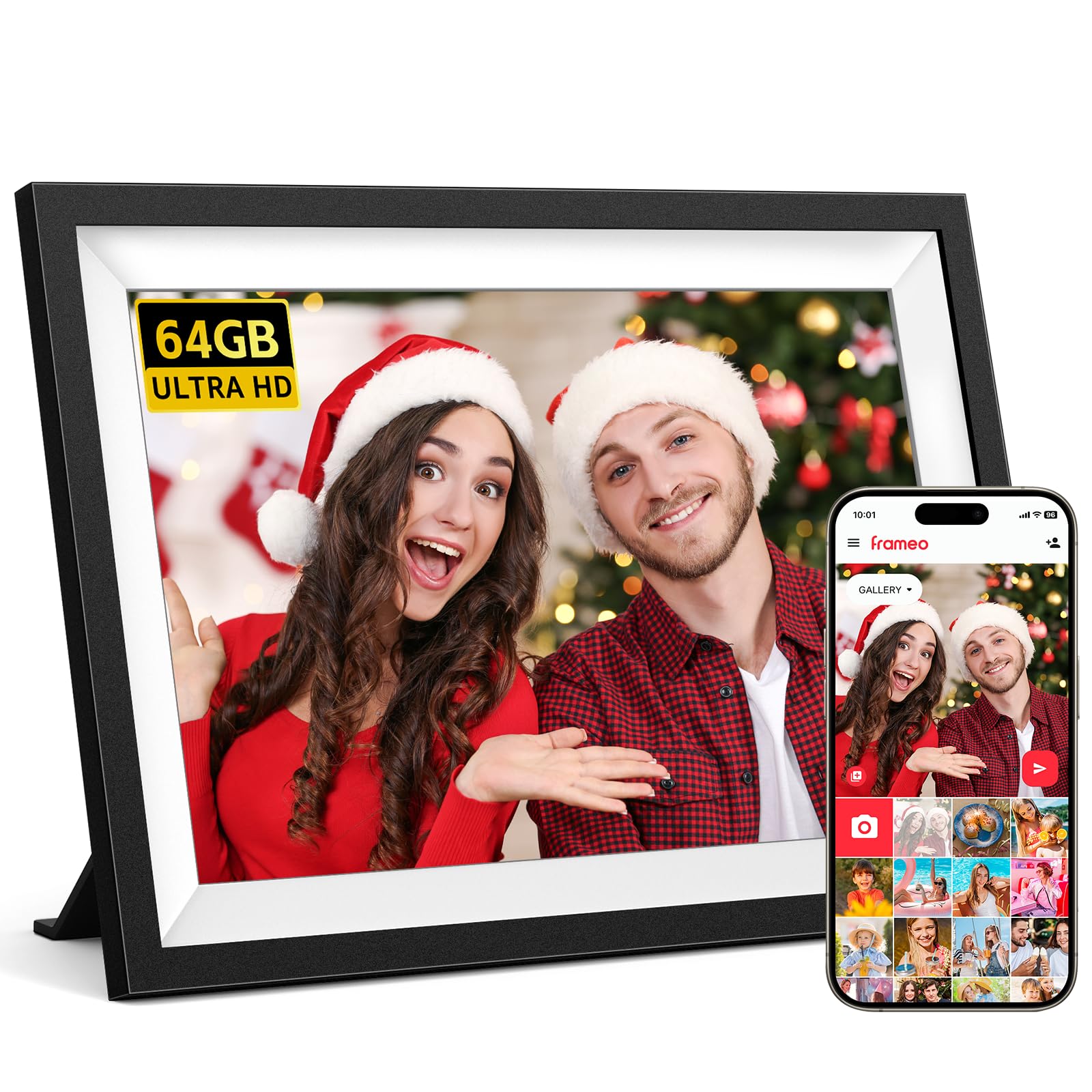 Photo 1 of Frameo 10.1 Inch WiFi Digital Photo Frame 1280x800 IPS LCD Touch Screen, Auto-Rotate Portrait and Landscape, Digital Picture Frame Built in 64GB Memory, with 2 Wireless Controllers Retro Game Console