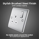BG Electrical Nexus Metal Single Switched Power Socket 13A Brushed Steel NBS21W view 2