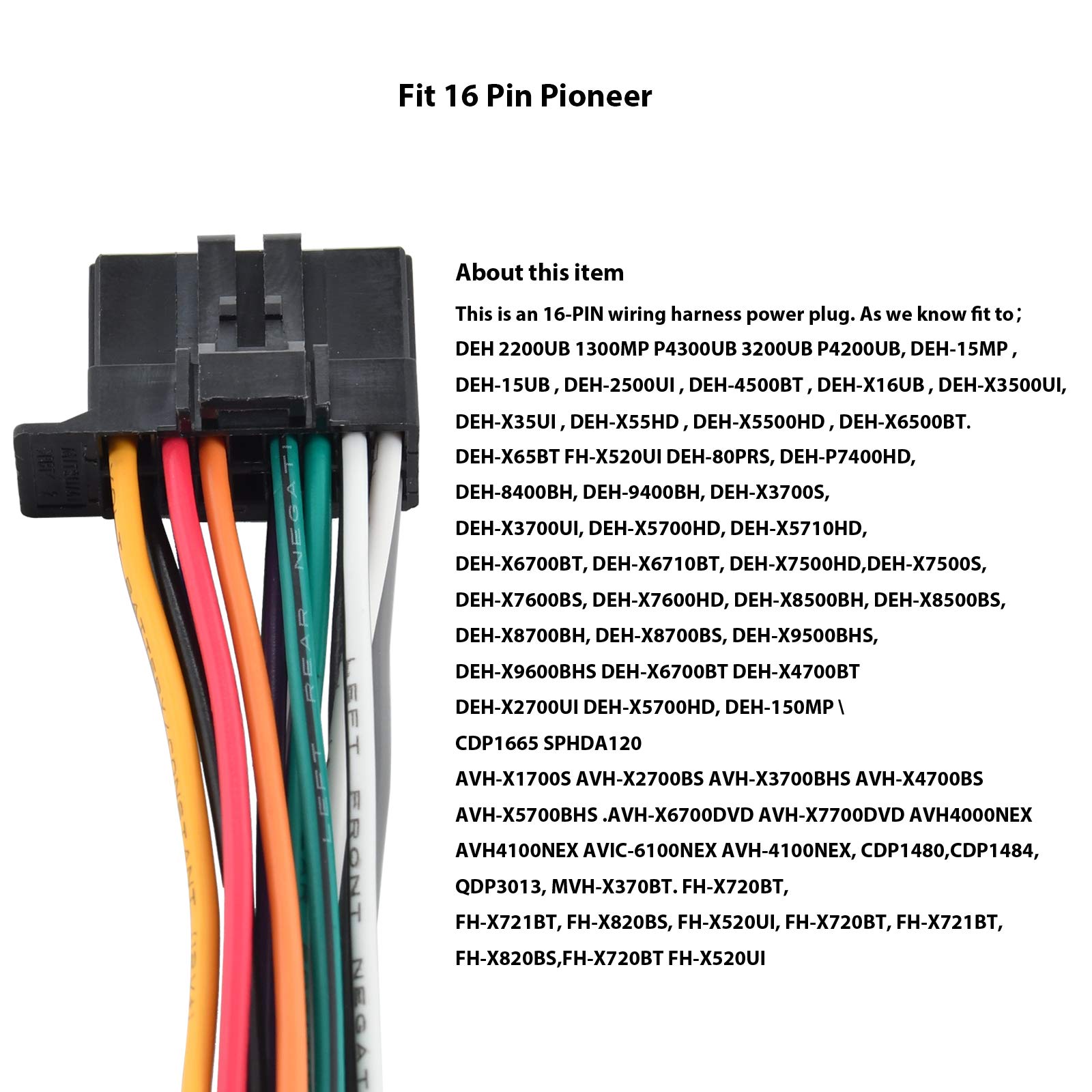 Adaptateur ISO 16 Broches Pour Autoradio Pioneer - Compatible DEH, AVH, MVH, AVIC (Aftermarket)
