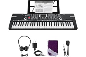 61-Key Keyboard Piano for Beginners Kids and Adults Portable Kids Piano with Microphone Headphones LED Display Built-In Speak
