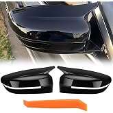 Glossy Black Mirror Cover Caps Rearview Side Mirror Covers Fit for BMW | G20 G21 G30 G31 G11 G12 G14 G15 G16 2017 2018 2019 2020 2021 2022 Left Driver Side Right Passenger Side-2 PCS