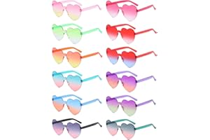LIULIUBTY Heart Shaped Rimless Sunglasses, Bachelor Party Cool Sunglasses 12Pack, Colorful Funky Sunglasses