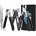 Toenail Clippers for Seniors Thick Toenails, Heavy Duty Large Toe Nail Clippers for Men with Catcher, 360°Rotating Nail Clippers for Seniors, Ingrown Nail Cutter Long Handle with Sharp Curved Blade