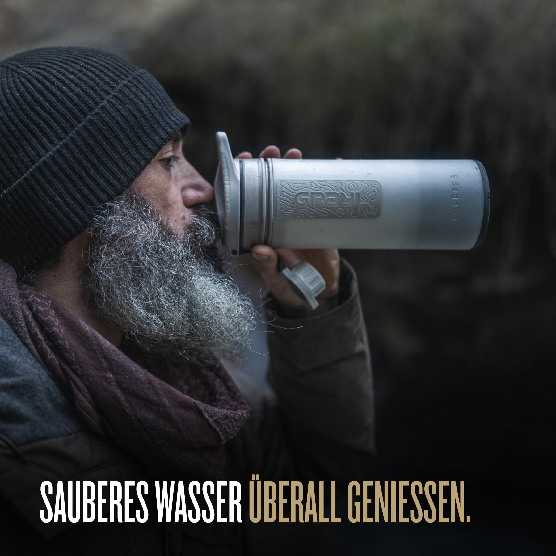 GRAYL GeoPress 710ml Outdoor Wasserfilter Trinkwasser I Eliminiert 99,99% aller Bakterien und Viren I Perfekt für Camping, Survival und Reisen (Peak White) 5