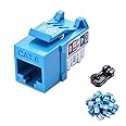Cable Matters [UL Listed] 25-Pack 10Gbps Rapid-Install Cat6 Keystone Jacks, Slim Profile Ethernet Keystone Jack, RJ45 Keystone Jack with Punch-Down Stand, Blue (Model 180070)