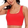 CRZ YOGA Butterluxe Womens U Back Sports Bra - Scoop Neck Padded Low Impact Yoga Clothes Workout Crop Top with Built in Pads