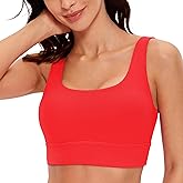 CRZ YOGA Butterluxe U Back Longline Sports Bras for Women - Scoop Neck Padded Yoga Workout Crop Top with Built in Pads