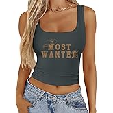 Western Cowgirl Tank Tops Women Country Music Crop Top Sleeveless Cowboy Graphic Cami Shirt