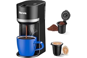 Horavie Small Single Serve Coffee Maker for K Cup and Grounds, Fast Brew One Cup Coffee Machine with 12 Oz Reservoir, Compact Size for Home Office RV and Travel, Black