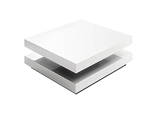 Robas Lund Couchtisch Wohnzimmertisch Hugo Hochglanz weiß Tischplatte drehbar 75x75x30 cm