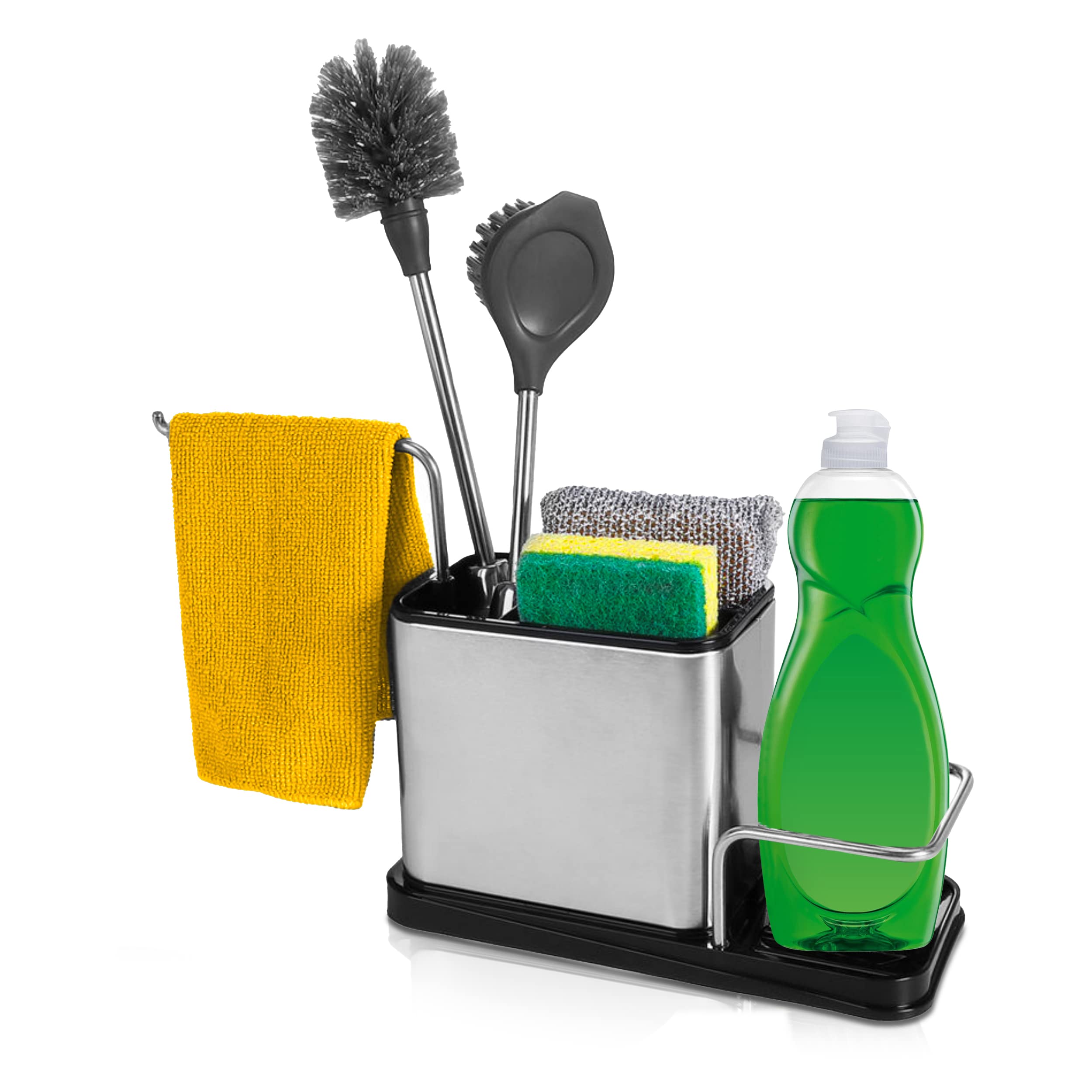 MB Home Sink Organiser - Stainless Steel Kitchen Organizer with Drying Rack - Practical Sink Utensils Storage for Washing Up