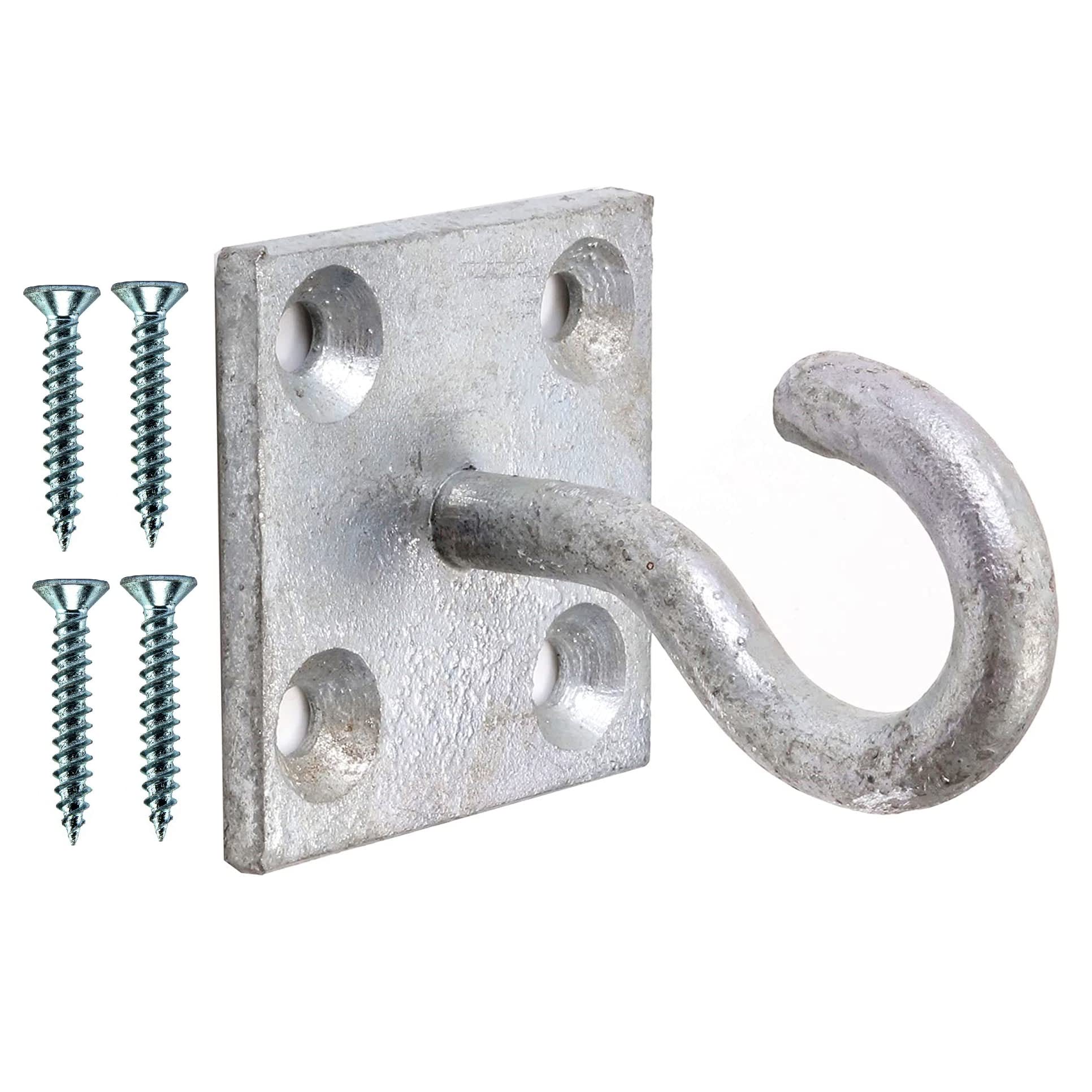 TERF® Heavy Duty Galvanised Hook On Plate 50mm (2 inch) with Hole, Wall Mount & Ceiling Hanging, Multi-Purpose Use - Pack of 1