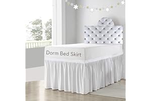 Cottingon,Dorm Room Bed Skirt,100% Microfiber,White Solid -Twin XL /42" Drop