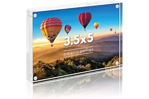 Americanflat 3.5x5 Acrylic Picture Frame - Double Sided Frames with Magnetic Corners - Transparent Acrylic Frames for Desk or Tabletop Display - 3.5x5 Picture Frame with Microfiber Cloth Included