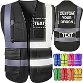 Custom Safety Vest for Men with Logo Pockets High Visibility Reflective Vests Construction Security Workwear