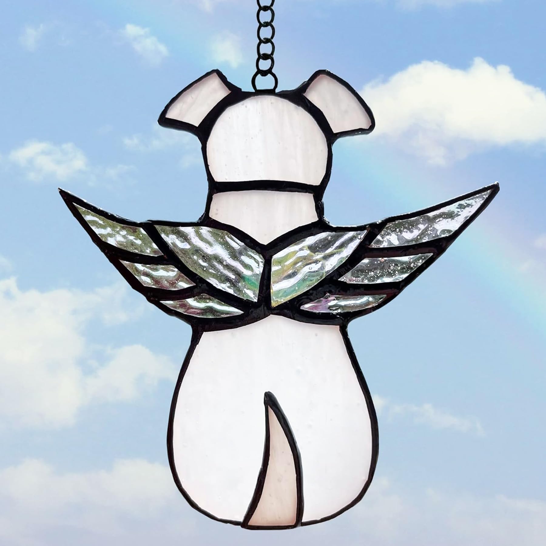 Baoswi Acrylic Window Hanging Angel Dog Memorial Gifts for Dog Lovers, Passing Away Remembrance Memory Ornaments for Dog Lovers, Pet Bereavement Rainbow Wings, Loss of Dog Sympathy Gift, Pet Loss Reme