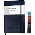 Daofary A5 Journal Notebook, Leather Ruled Notebooks 160 Pages Diary 100gsm Thick Paper Writing Hardcover Notebook with Pocket for Work Men Woman 8.4 x 5.7 in