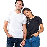 Pima Cotton Classic Tees for Men - Designer Soft Cotton Premium Plain Tshirts - Luxury Essential V-Neck T-Shirts (Black Large)