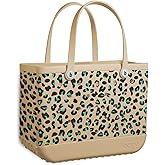 BOGG BAG - Original, Extra Large Tote Bag - Turquoise Leopard - 19in L x 9in W x 14in H - Lightweight, Washable, Durable - All Purpose EVA - for Beach, Pool, Boat, Work, Sports