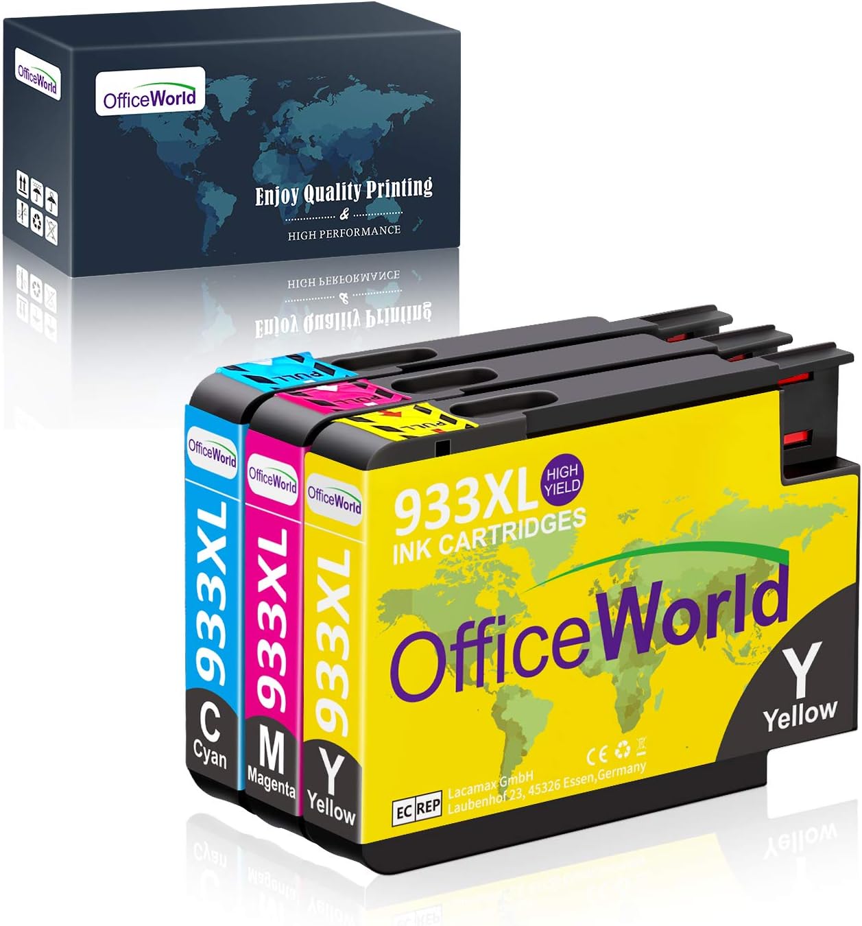 OfficeWorld Replacement for HP 933 933XL Color Ink Cartridges Compatible for HP Officejet 6100 6600 6700 7110 7610 7612, HP 6100 HP 6600 HP 6700 HP 7110 HP 7610 HP 7612 (1 Cyan, 1 Magenta, 1 Yellow)