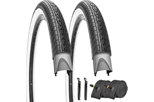 SIMEIQI 26x2.35 Inch Beach Cruiser Bike Tire Black White Wall or Brown Cream Wall Folding Replacement Bicycle Tire for Hybrid City Commuter Trail Bicycle