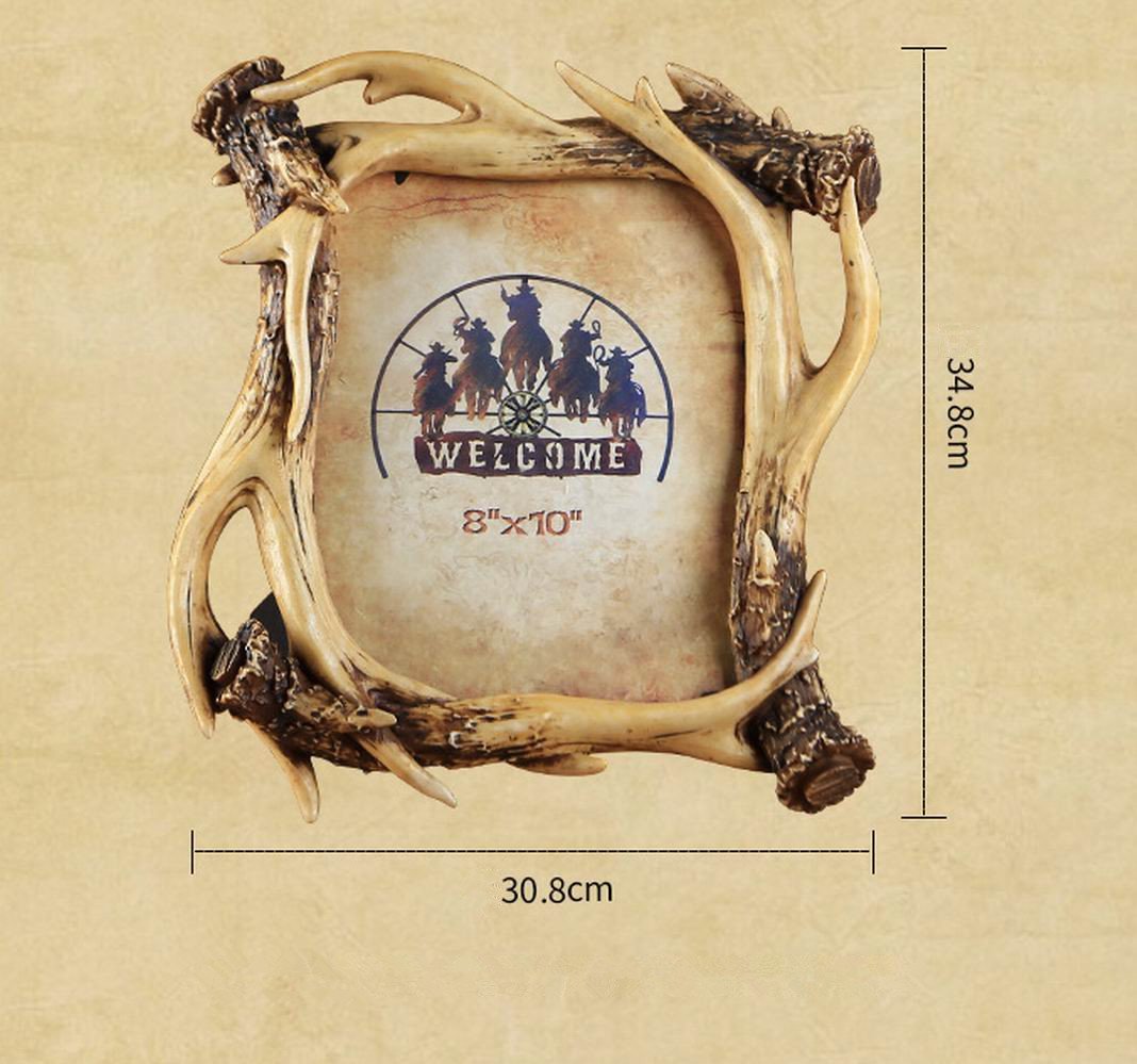 Doremy Deer Antlers Photo Frame - 5x7" Vintage Rustic Resin Picture Frame For Home, Office, Cabin Decor - View #6