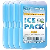 TOPOKO Ice Packs for Lunch Bags, Cooler, Freezer Packs for Lunch Box, Cooler Bag, Slim Reusable & Long-Lasting, BPA-Free, Quick Freeze, Perfect for Picnic, Camping, Beach, Outdoor Sports