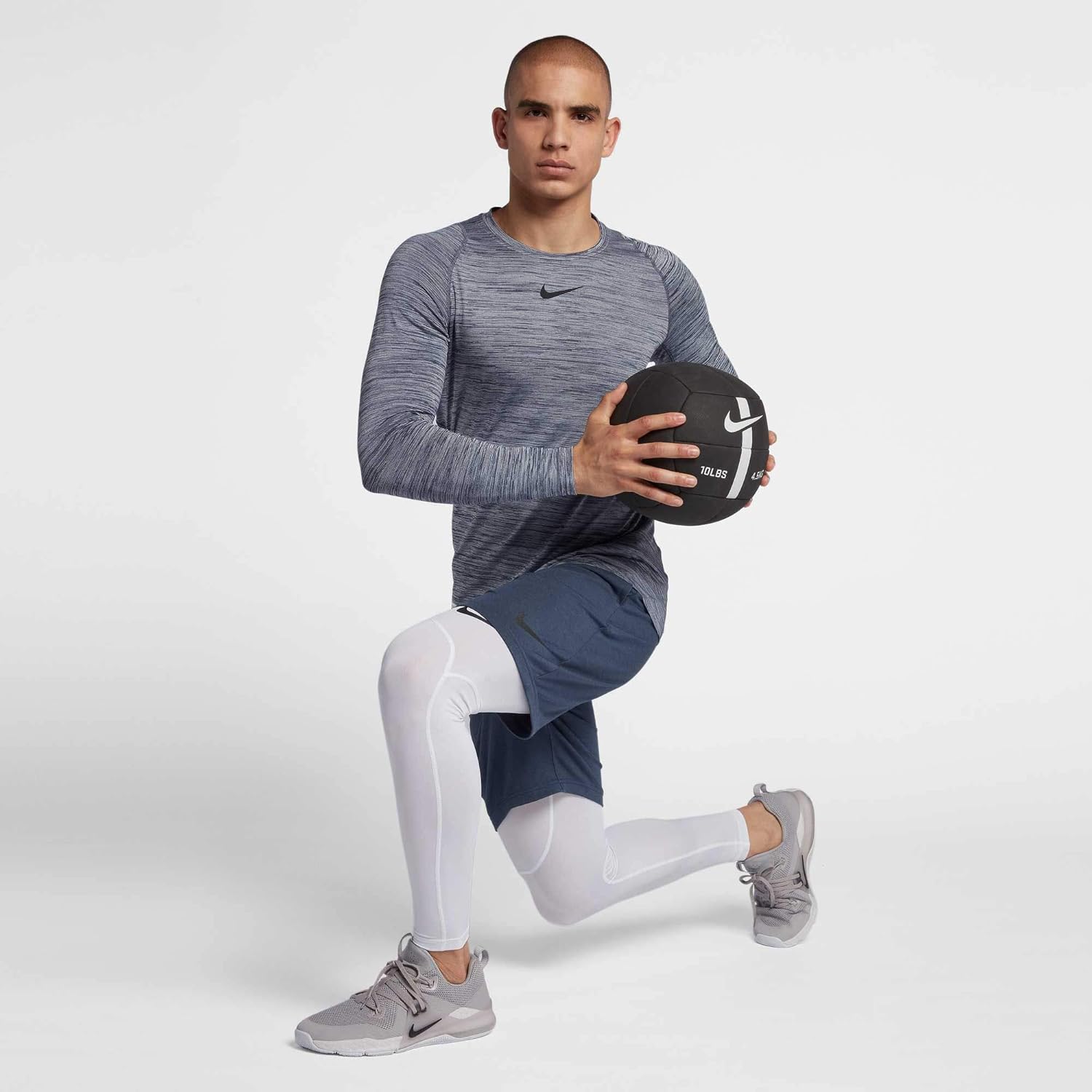 nike men's pro heather long sleeve fitted shirt