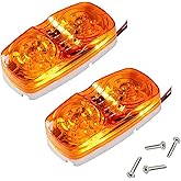NEW SUN 2 Pcs RV Trailer Marker LED Light, Bullseye/Tiger Eye/Double Bubble Clearance Light, 10 Amber LEDs, 4x2 12V Rectangul