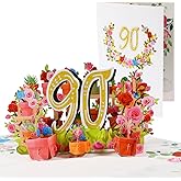 CNLITIHEKA 90th Birthday Card 3D Pop-Up Greeting Card Happy 90th Birthday Card with Envelope and Note Cards for Men, Women, Grandparents